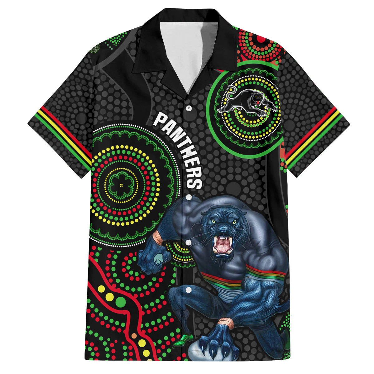 custom-nrl-panthers-family-matching-summer-maxi-dress-and-hawaiian-shirt-indigenous-penrith-dynamic-black-version