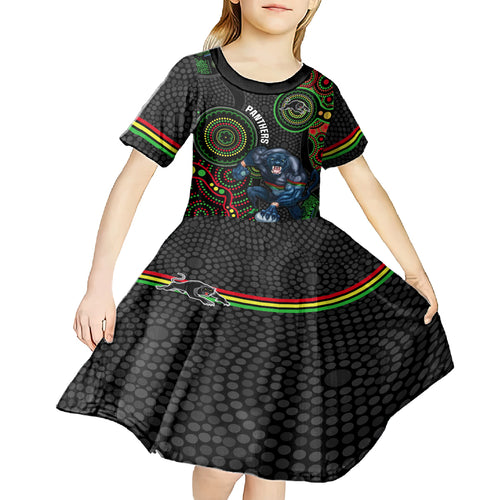 custom-nrl-panthers-kid-short-sleeve-dress-indigenous-penrith-dynamic-black-version