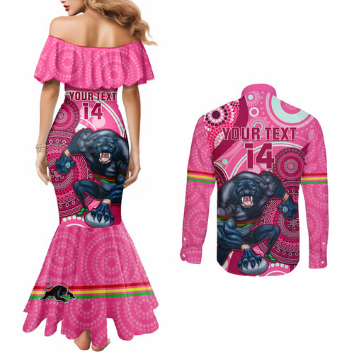 custom-nrl-panthers-couples-matching-mermaid-dress-and-long-sleeve-button-shirt-indigenous-penrith-dynamic-pink-version