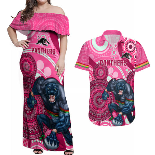 custom-nrl-panthers-couples-matching-off-shoulder-maxi-dress-and-hawaiian-shirt-indigenous-penrith-dynamic-pink-version