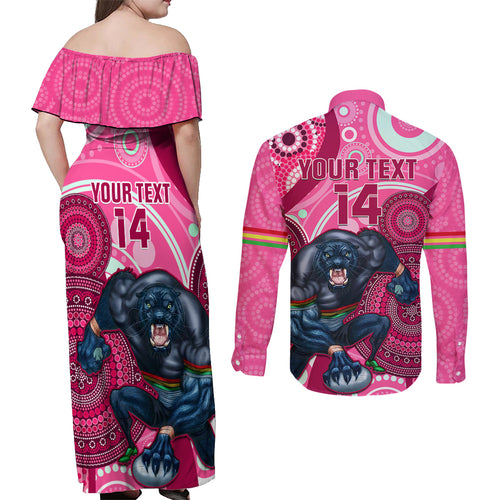 custom-nrl-panthers-couples-matching-off-shoulder-maxi-dress-and-long-sleeve-button-shirt-indigenous-penrith-dynamic-pink-version
