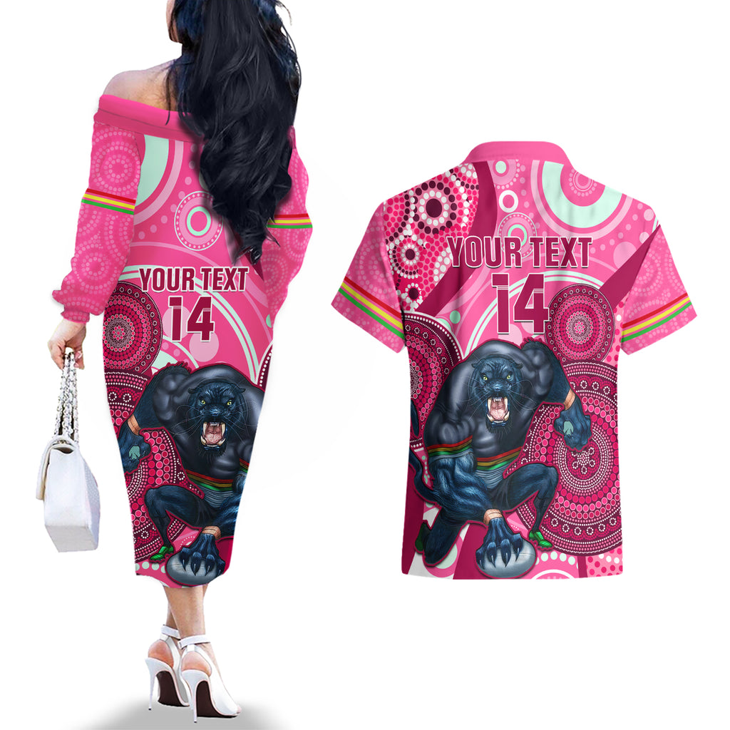 custom-nrl-panthers-couples-matching-off-the-shoulder-long-sleeve-dress-and-hawaiian-shirt-indigenous-penrith-dynamic-pink-version