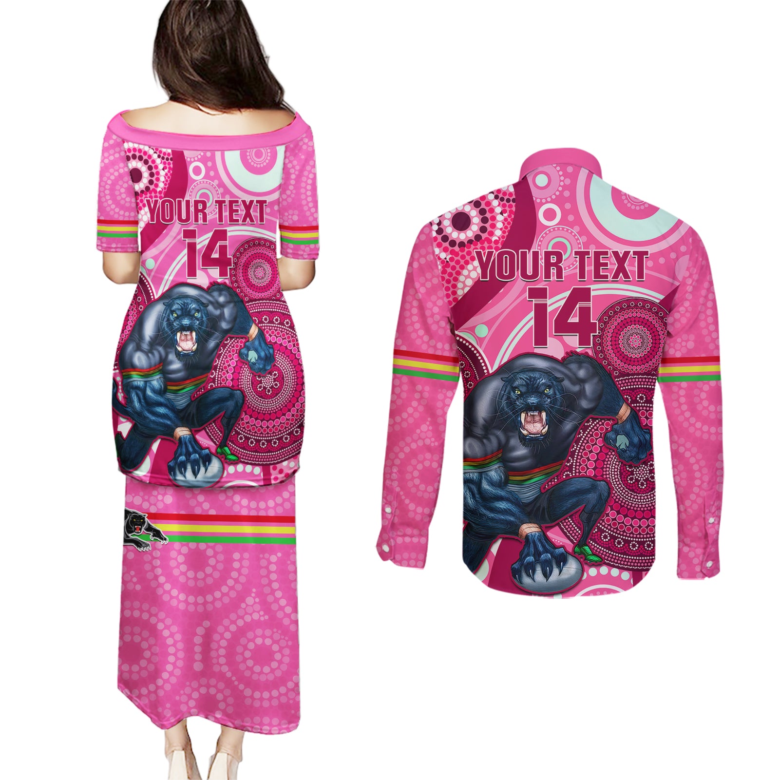custom-nrl-panthers-couples-matching-puletasi-dress-and-long-sleeve-button-shirt-indigenous-penrith-dynamic-pink-version