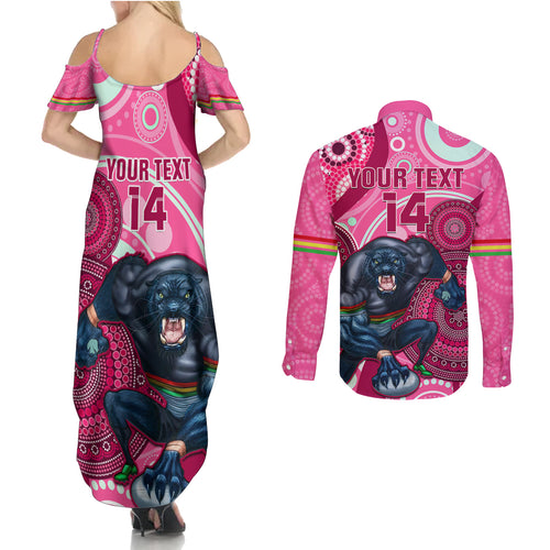 custom-nrl-panthers-couples-matching-summer-maxi-dress-and-long-sleeve-button-shirt-indigenous-penrith-dynamic-pink-version