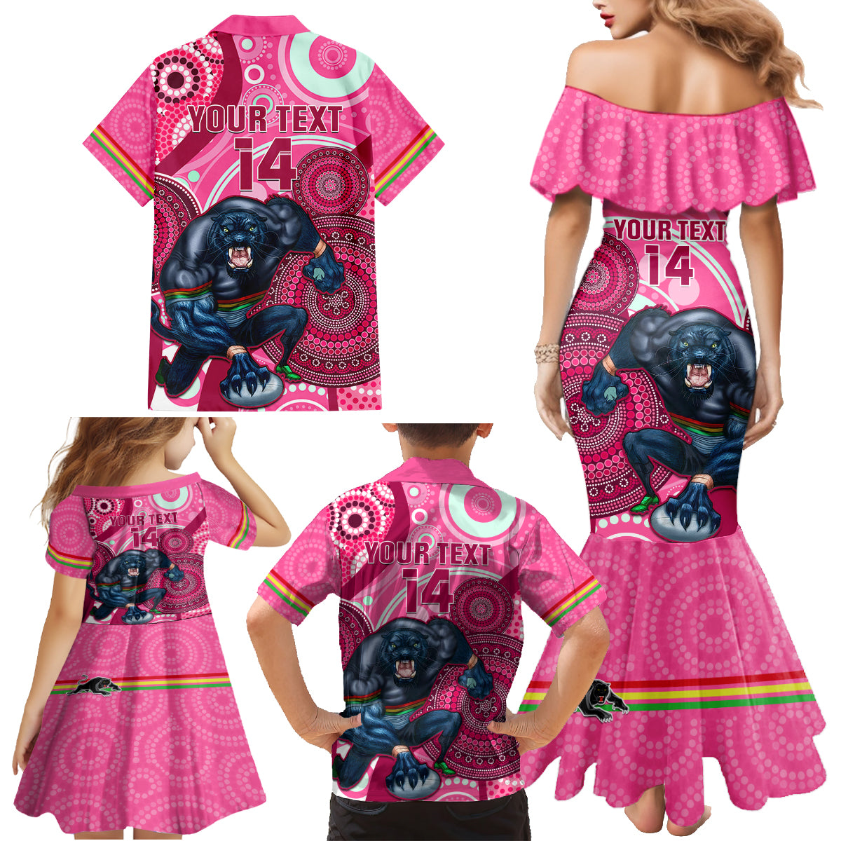 custom-nrl-panthers-family-matching-mermaid-dress-and-hawaiian-shirt-indigenous-penrith-dynamic-pink-version