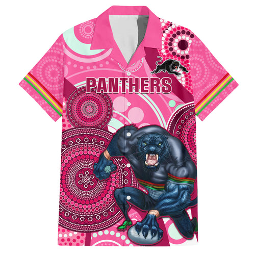 custom-nrl-panthers-family-matching-short-sleeve-bodycon-dress-and-hawaiian-shirt-indigenous-penrith-dynamic-pink-version