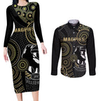 custom-afl-collingwood-couples-matching-long-sleeve-bodycon-dress-and-long-sleeve-button-shirt-indigenous-magpies-dynamic-version