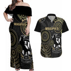 custom-afl-collingwood-couples-matching-off-shoulder-maxi-dress-and-hawaiian-shirt-indigenous-magpies-dynamic-version