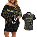 custom-afl-collingwood-couples-matching-off-shoulder-short-dress-and-hawaiian-shirt-indigenous-magpies-dynamic-version