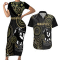 custom-afl-collingwood-couples-matching-short-sleeve-bodycon-dress-and-hawaiian-shirt-indigenous-magpies-dynamic-version