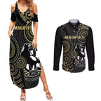 custom-afl-collingwood-couples-matching-summer-maxi-dress-and-long-sleeve-button-shirt-indigenous-magpies-dynamic-version
