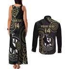 custom-afl-collingwood-couples-matching-tank-maxi-dress-and-long-sleeve-button-shirt-indigenous-magpies-dynamic-version