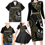 custom-afl-collingwood-family-matching-long-sleeve-bodycon-dress-and-hawaiian-shirt-indigenous-magpies-dynamic-version