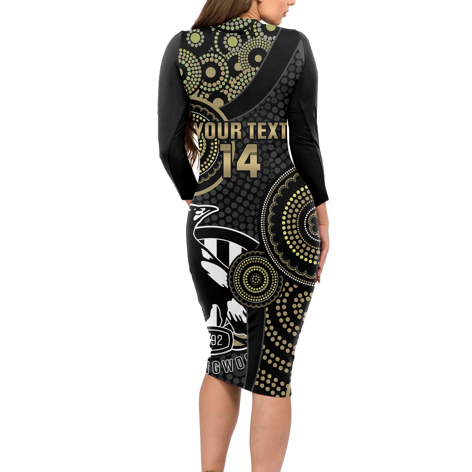 custom-afl-collingwood-long-sleeve-bodycon-dress-indigenous-magpies-dynamic-version