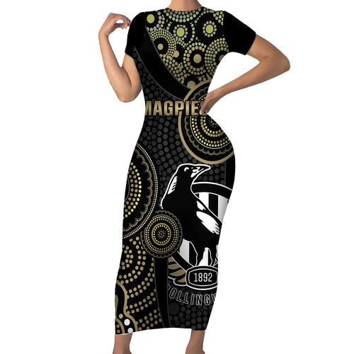 custom-afl-collingwood-short-sleeve-bodycon-dress-indigenous-magpies-dynamic-version