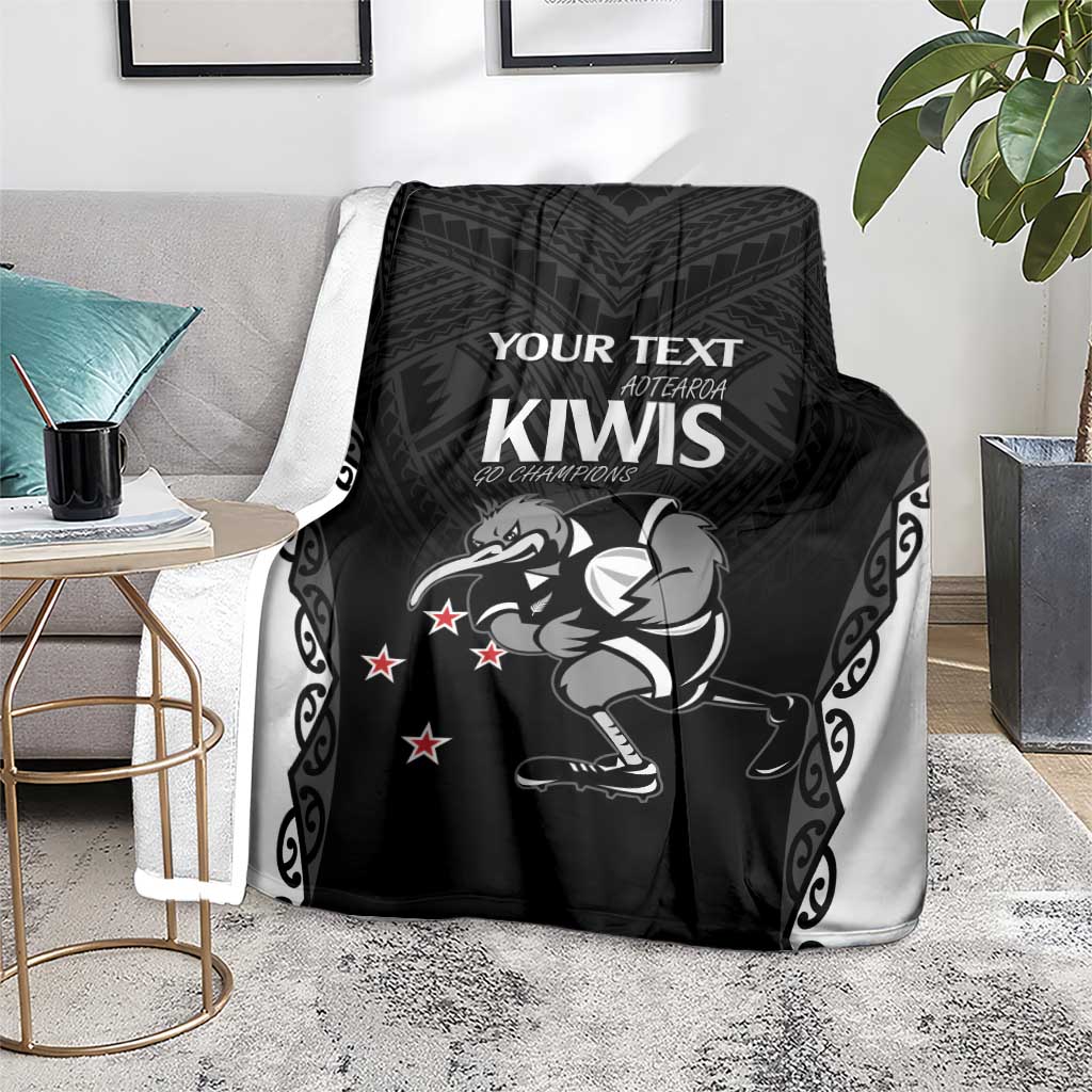 Aotearoa Rugby Custom Blanket Maori Kiwi - Mascot Style