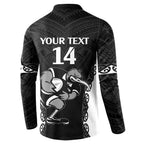 Aotearoa Rugby Custom Button Sweatshirt Maori Kiwi - Mascot Style