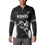 Aotearoa Rugby Custom Button Sweatshirt Maori Kiwi - Mascot Style