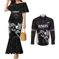 Aotearoa Rugby Custom Couples Matching Mermaid Dress and Long Sleeve Button Shirt Maori Kiwi - Mascot Style