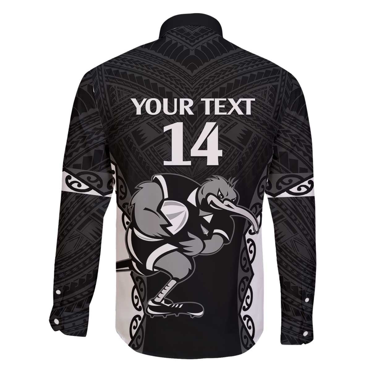 Aotearoa Rugby Custom Family Matching Off The Shoulder Long Sleeve Dress and Hawaiian Shirt Maori Kiwi - Mascot Style