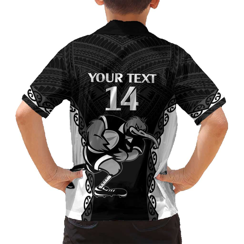 Aotearoa Rugby Custom Family Matching Tank Maxi Dress and Hawaiian Shirt Maori Kiwi - Mascot Style