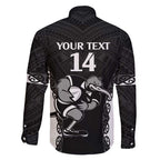Aotearoa Rugby Custom Family Matching Tank Maxi Dress and Hawaiian Shirt Maori Kiwi - Mascot Style