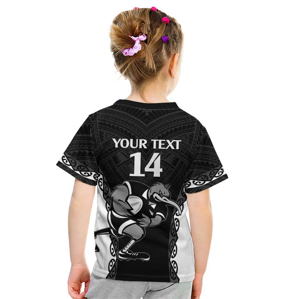 Aotearoa Rugby Custom Kid T Shirt Maori Kiwi - Mascot Style