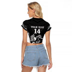 Aotearoa Rugby Custom Raglan Cropped T Shirt Maori Kiwi - Mascot Style