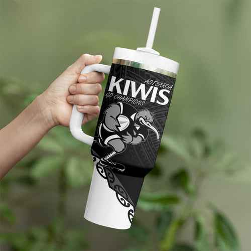 Custom Aotearoa Rugby Tumbler With Handle Maori Kiwi - Mascot Style