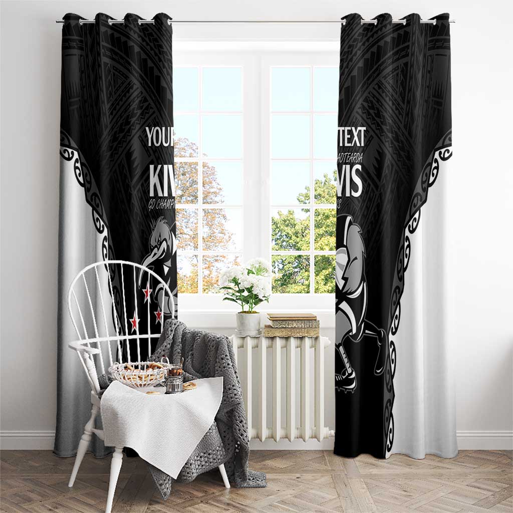 Aotearoa Rugby Custom Window Curtain Maori Kiwi - Mascot Style
