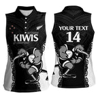 Aotearoa Rugby Custom Women Sleeveless Polo Shirt Maori Kiwi - Mascot Style