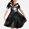 Aotearoa Silver Fern Rugby Custom Kid Short Sleeve Dress 2024 Go Kiwi