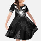 Aotearoa Silver Fern Rugby Custom Kid Short Sleeve Dress 2024 Go Kiwi