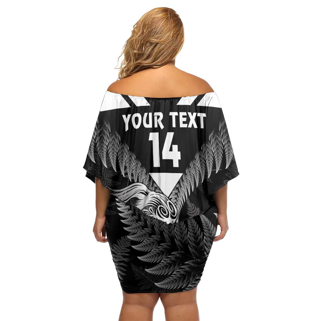 Aotearoa Silver Fern Rugby Custom Off Shoulder Short Dress 2024 Go Kiwi