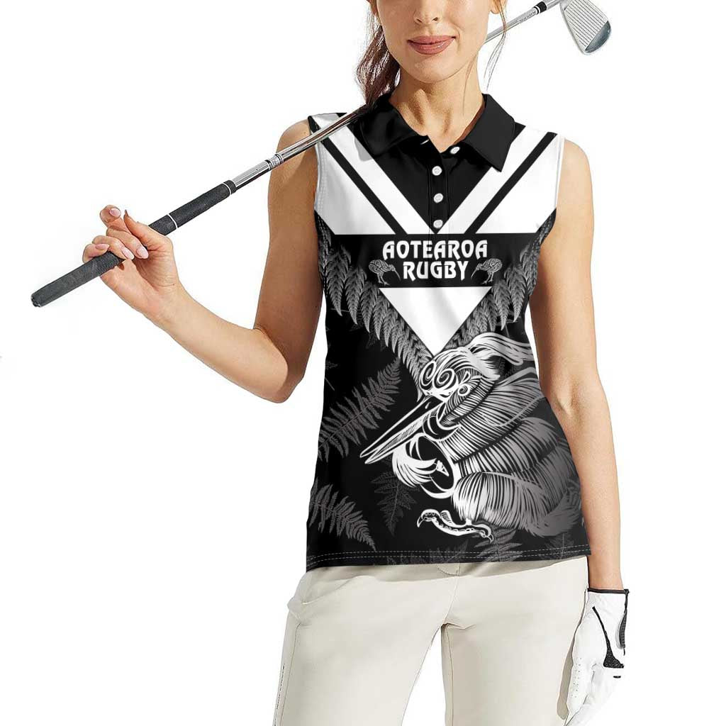 Aotearoa Silver Fern Rugby Custom Women Sleeveless Polo Shirt 2024 Go Kiwi
