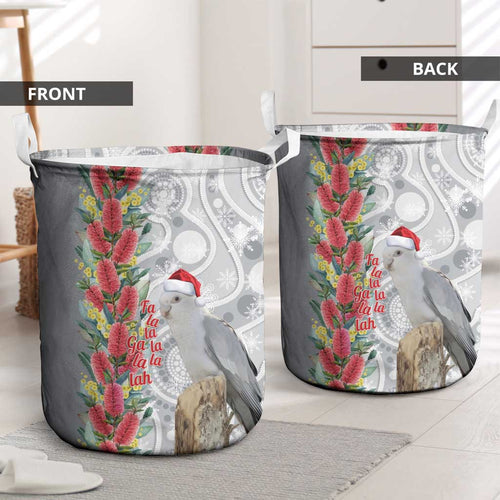 Blue Galah Mutation Christmas Australia Laundry Basket Falalalala Galalah Bottlebrush Grey Aboriginal Art - Aussie Hoodie
