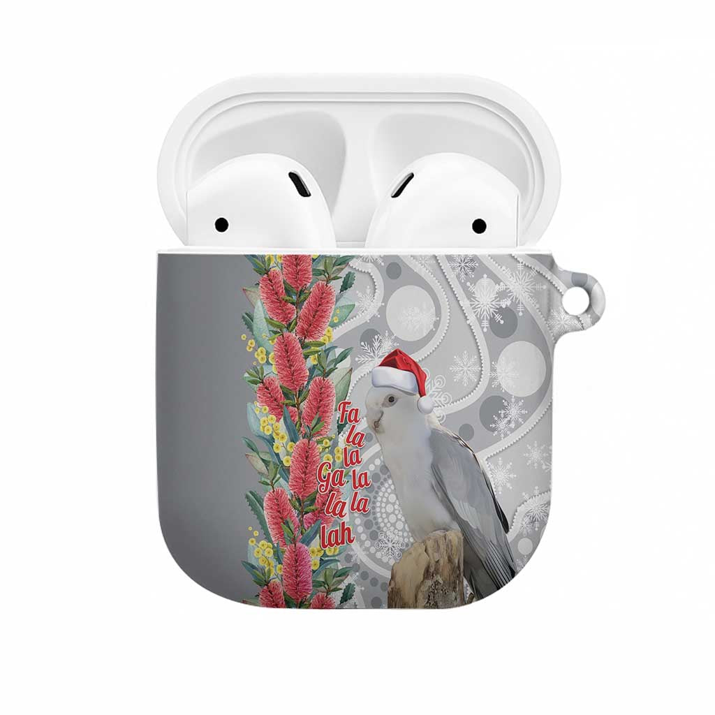 Blue Galah Mutation Christmas Australia AirPods Case Falalalala Galalah Bottlebrush Grey Aboriginal Art - Aussie Hoodie