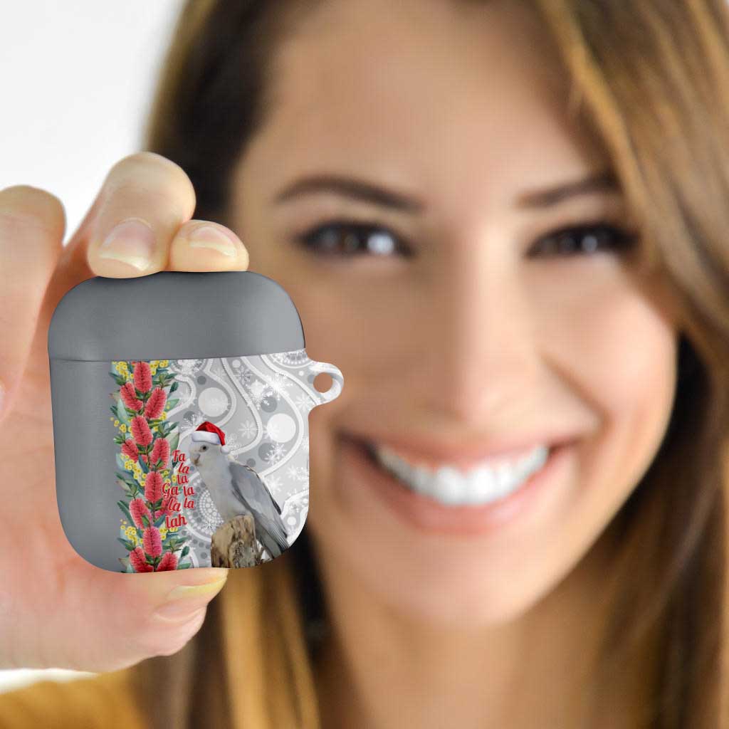 Blue Galah Mutation Christmas Australia AirPods Case Falalalala Galalah Bottlebrush Grey Aboriginal Art - Aussie Hoodie