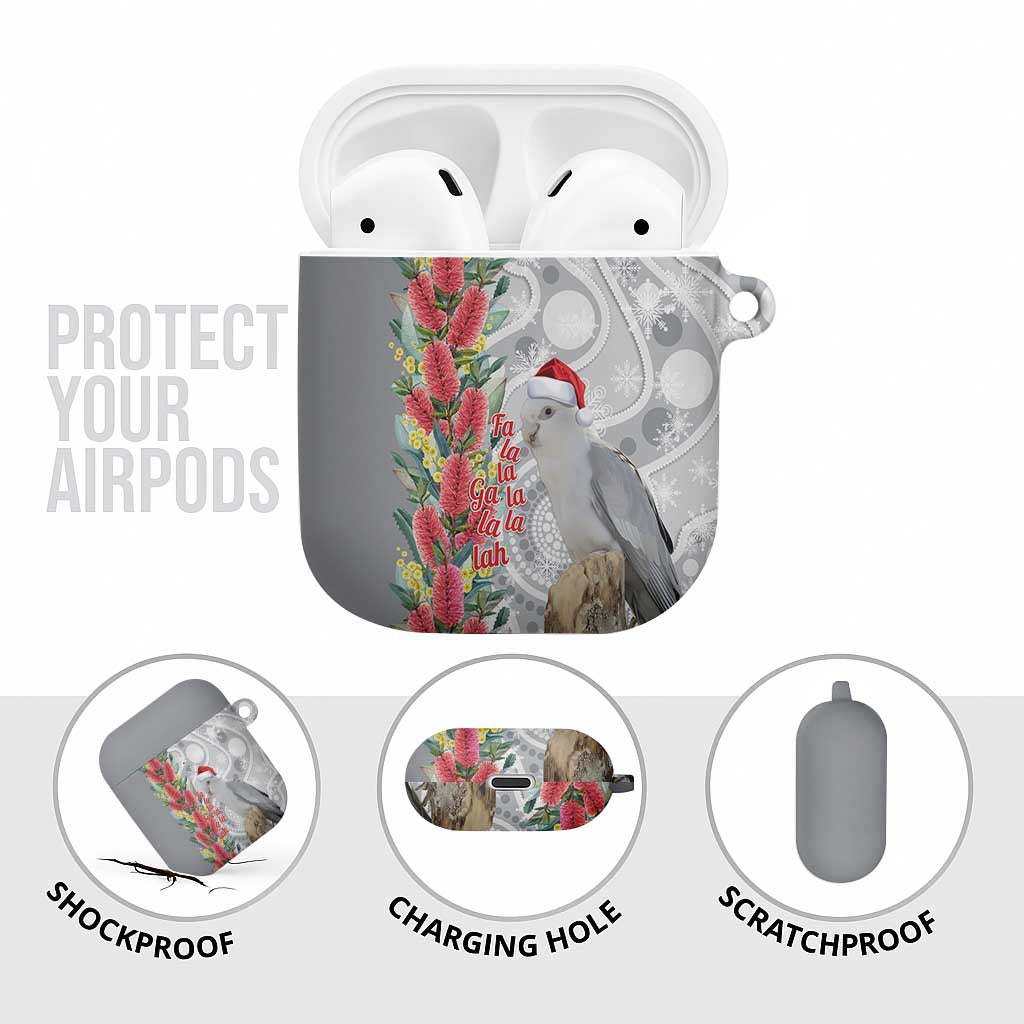 Blue Galah Mutation Christmas Australia AirPods Case Falalalala Galalah Bottlebrush Grey Aboriginal Art - Aussie Hoodie