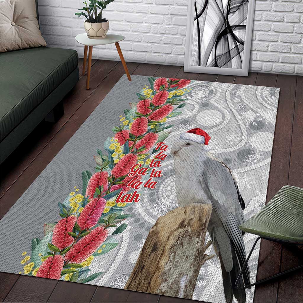 Blue Galah Mutation Christmas Australia Area Rug Falalalala Galalah Bottlebrush Grey Aboriginal Art - Aussie Hoodie