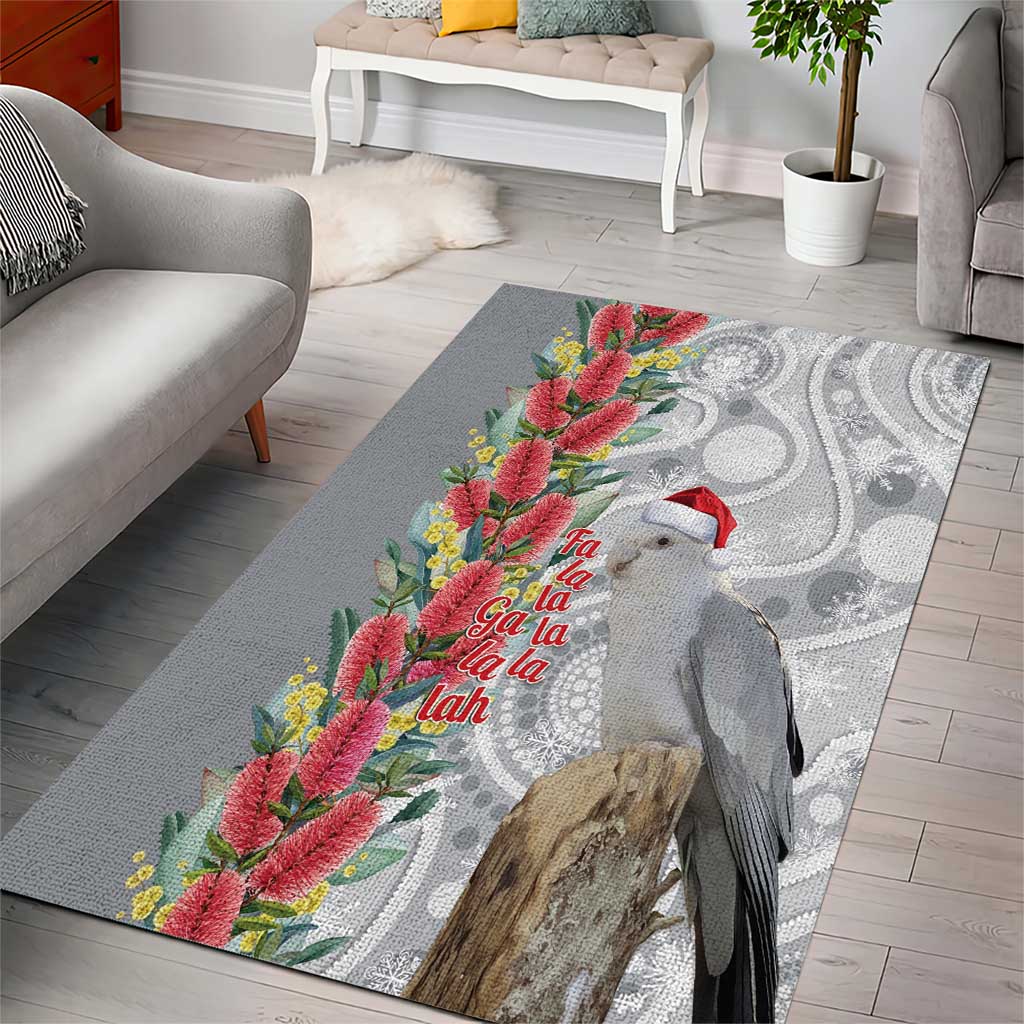 Blue Galah Mutation Christmas Australia Area Rug Falalalala Galalah Bottlebrush Grey Aboriginal Art - Aussie Hoodie