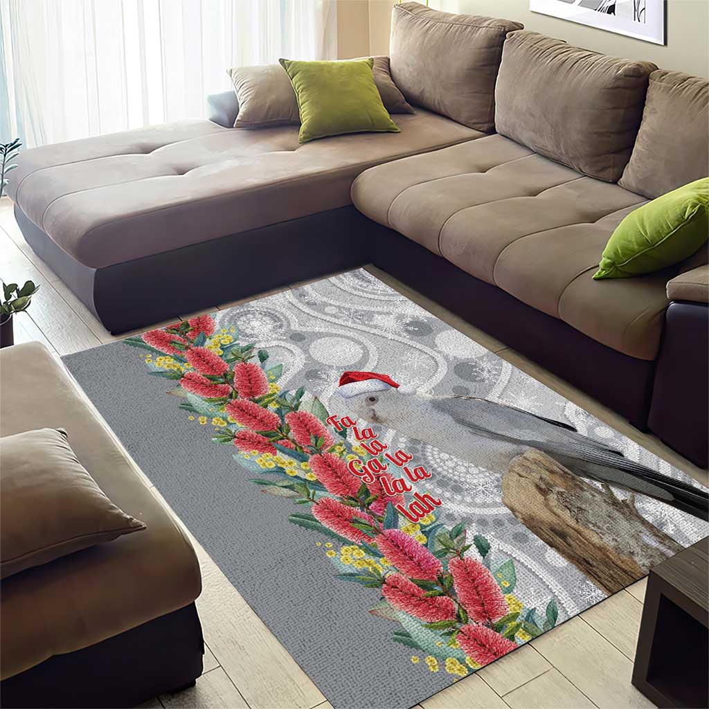 Blue Galah Mutation Christmas Australia Area Rug Falalalala Galalah Bottlebrush Grey Aboriginal Art - Aussie Hoodie