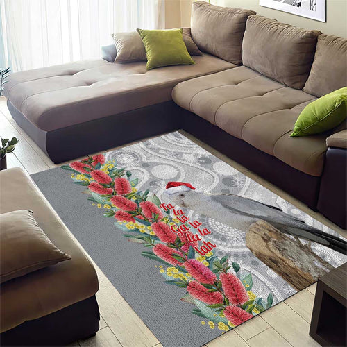 Blue Galah Mutation Christmas Australia Area Rug Falalalala Galalah Bottlebrush Grey Aboriginal Art - Aussie Hoodie