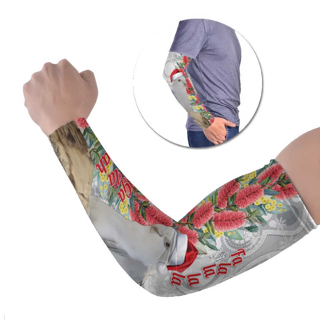 Blue Galah Mutation Christmas Australia Arm Sleeves Falalalala Galalah Bottlebrush Grey Aboriginal Art - Aussie Hoodie