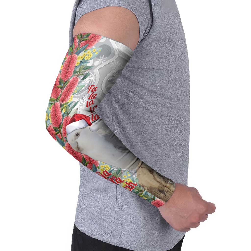 Blue Galah Mutation Christmas Australia Arm Sleeves Falalalala Galalah Bottlebrush Grey Aboriginal Art - Aussie Hoodie