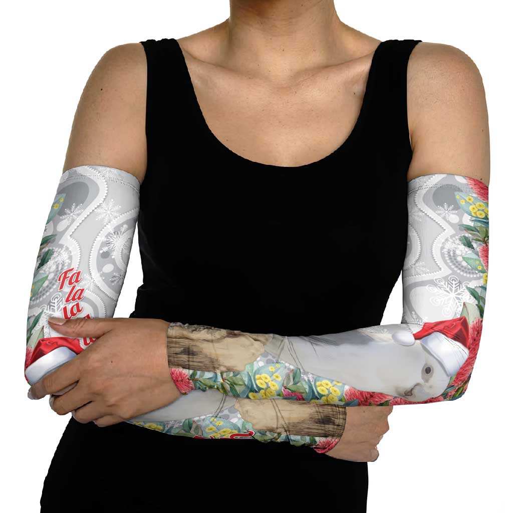 Blue Galah Mutation Christmas Australia Arm Sleeves Falalalala Galalah Bottlebrush Grey Aboriginal Art - Aussie Hoodie
