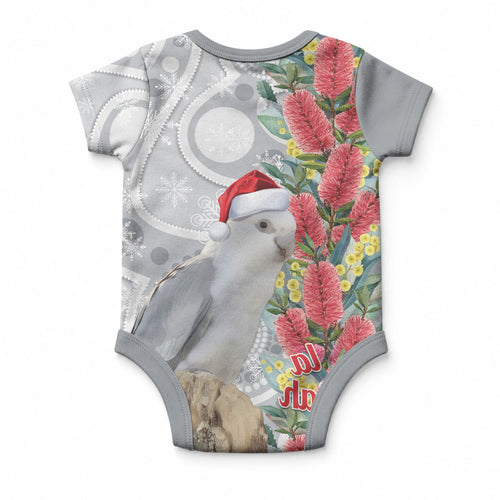 Blue Galah Mutation Christmas Australia Baby Onesie Falalalala Galalah Bottlebrush Grey Aboriginal Art