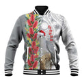 Blue Galah Mutation Christmas Australia Baseball Jacket Falalalala Galalah Bottlebrush Grey Aboriginal Art - Aussie Hoodie