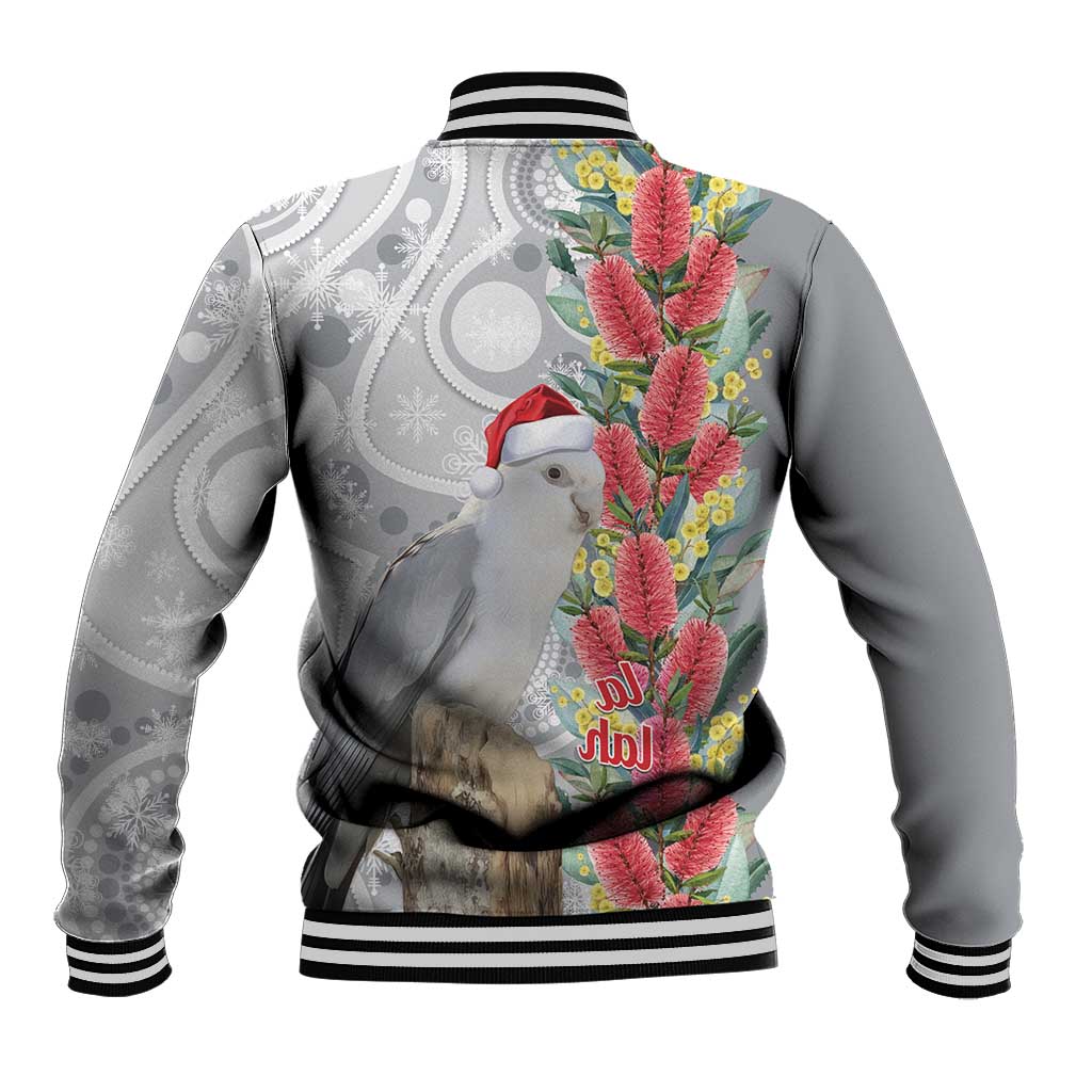 Blue Galah Mutation Christmas Australia Baseball Jacket Falalalala Galalah Bottlebrush Grey Aboriginal Art - Aussie Hoodie