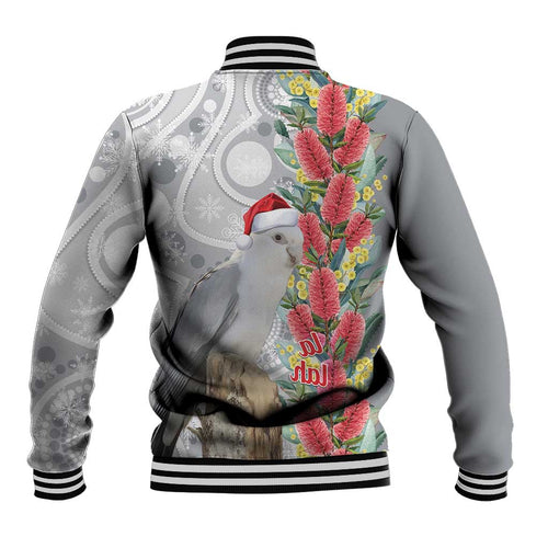 Blue Galah Mutation Christmas Australia Baseball Jacket Falalalala Galalah Bottlebrush Grey Aboriginal Art - Aussie Hoodie